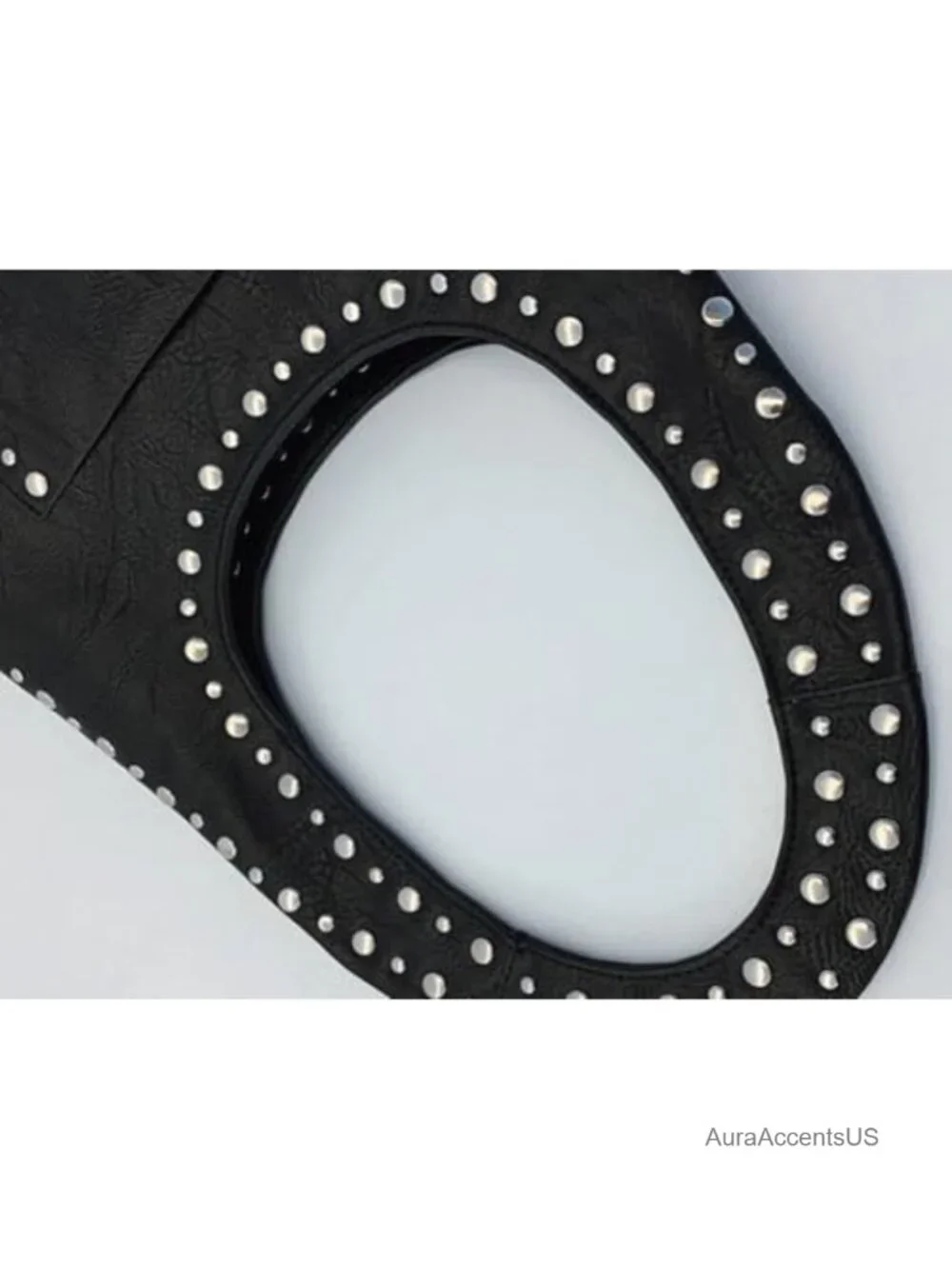 Faux Leather Hobo Bag Studded Punk Tote Shoulder Purse